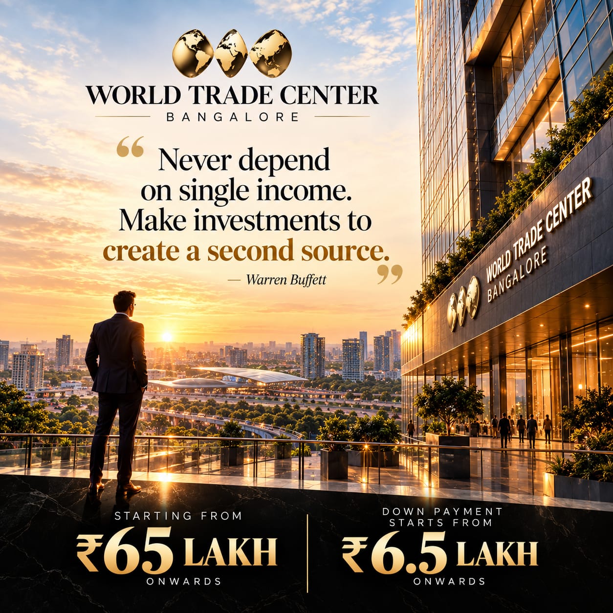 Brigade WTC Bangalore campaign - real estate as wealth engine, bank gives 80 percent money, you keep 100 percent ownership, leverage